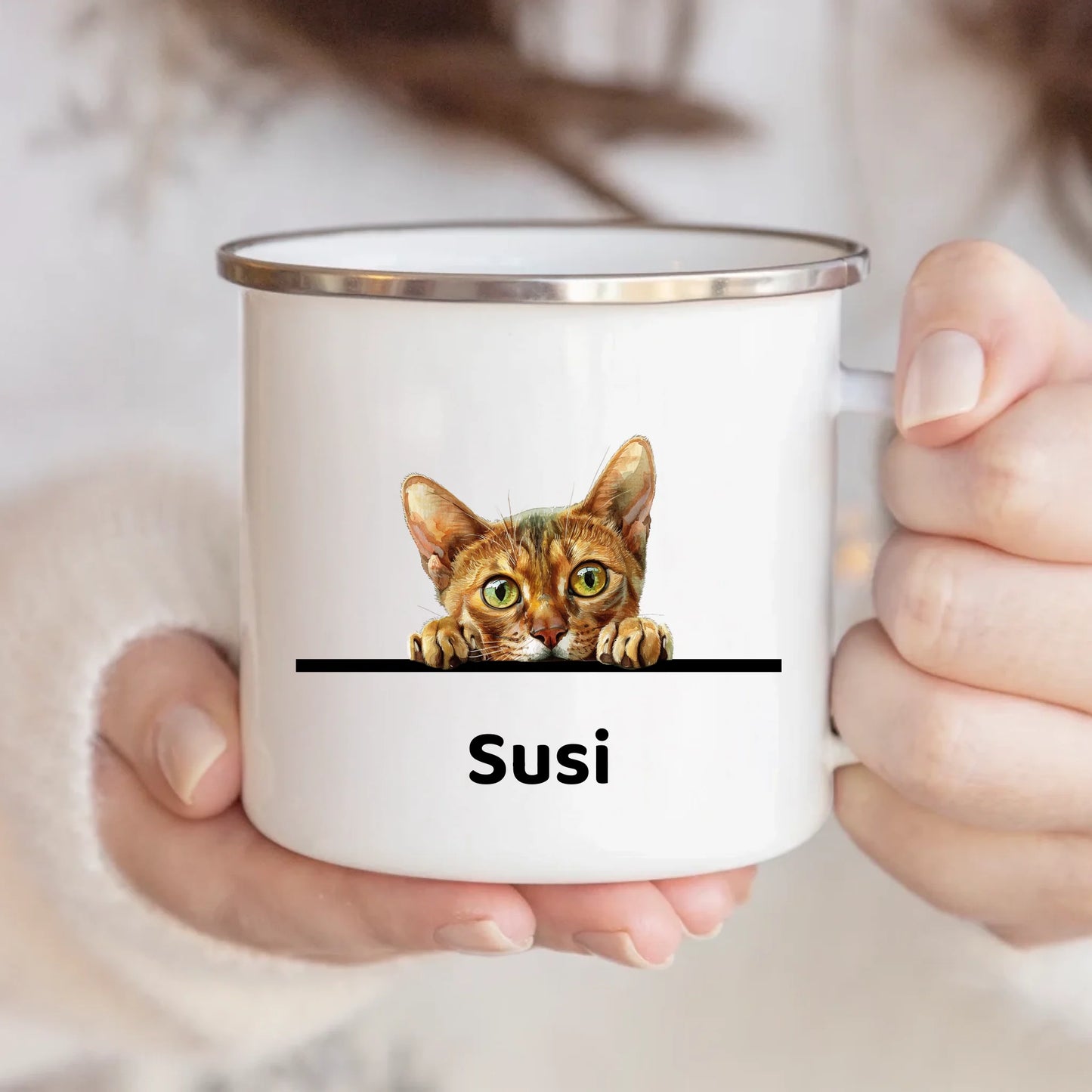 Peekaboo - Individuelle Emaille Tasse