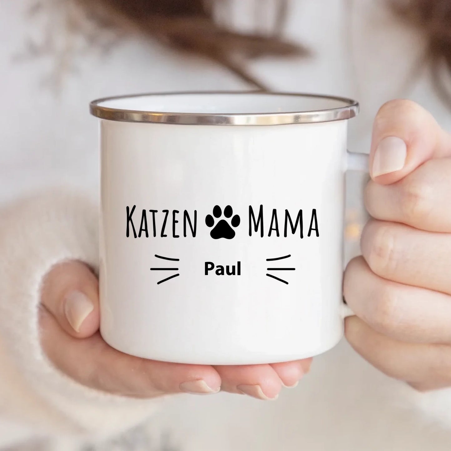 Katzen Mama - Individuelle Emaille Tasse