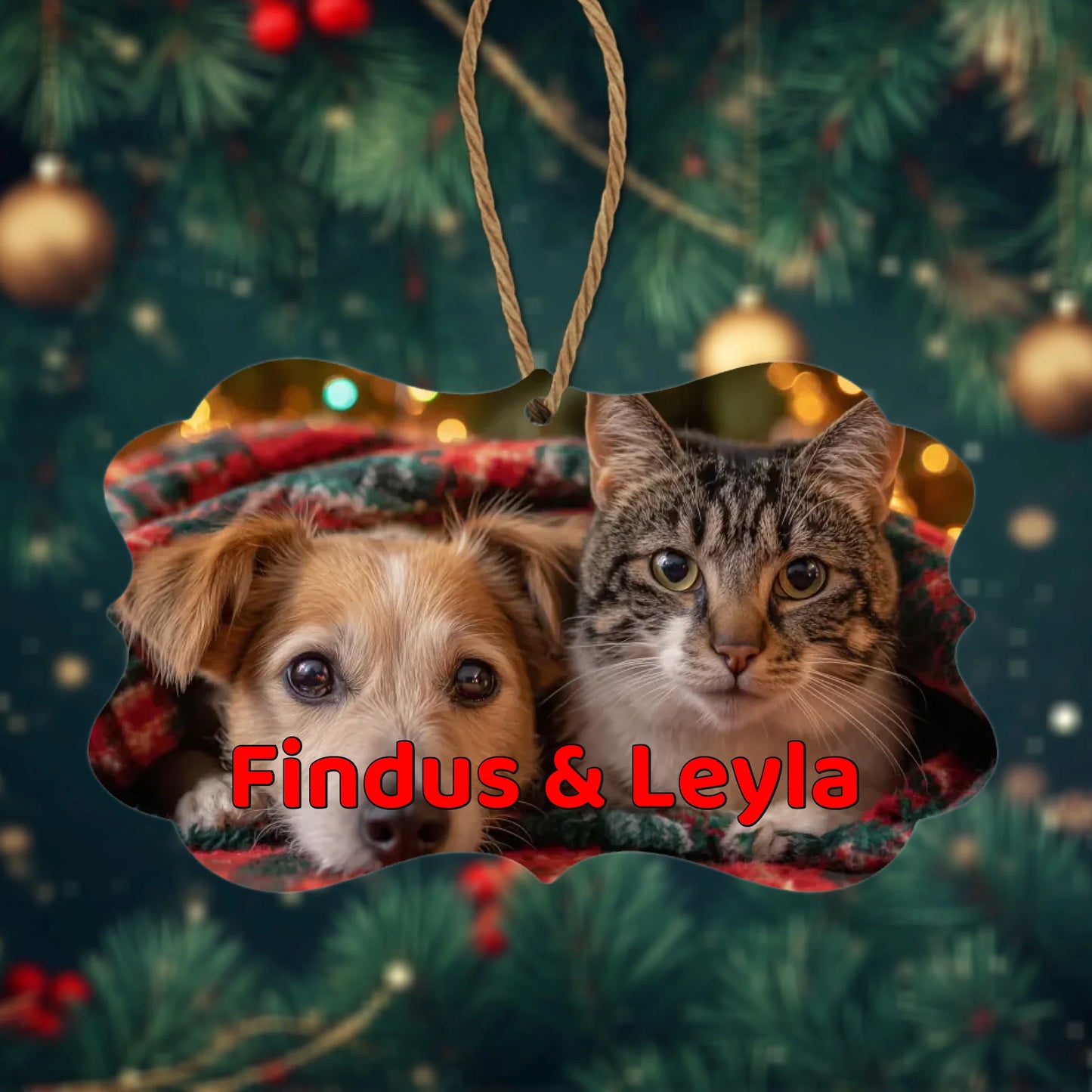 Pawtrait Love – Individueller Weihnachtsanhänger - Klassisch mit Foto