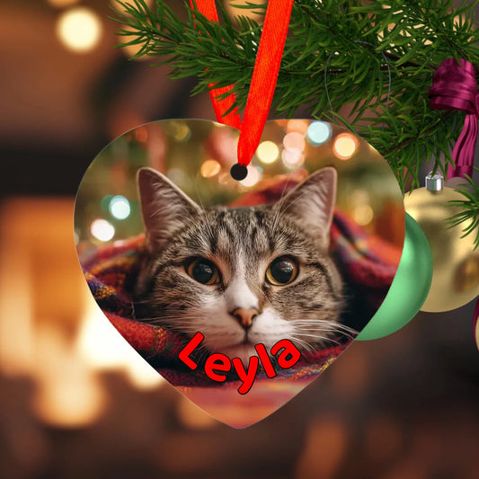 Pawtrait Love – Individueller Weihnachtsanhänger - Herzform mit Foto